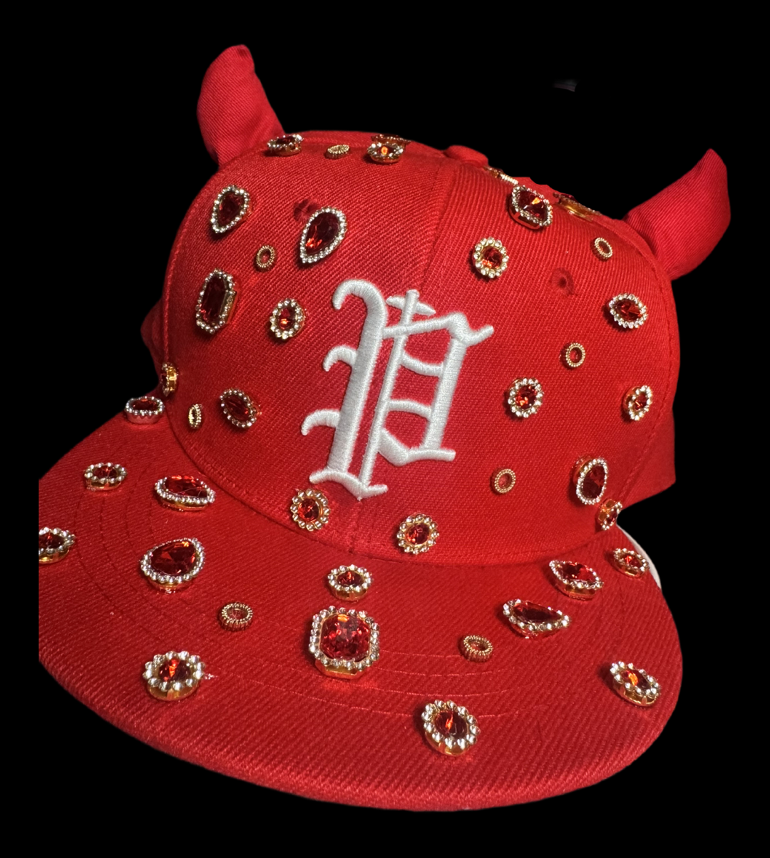 fire red devil bling snapback